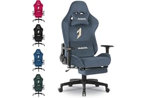 JAJALUYA Gaming Chair, Reclining gaming chairs with lumbar support, high back technology fabric computer chairs, and ergonomic gaming chairs with footrests, Height-Adjustable (Gray)