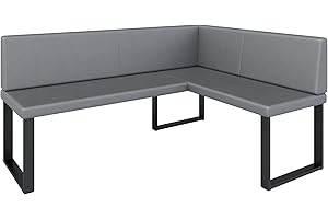 FURNISTAR Eckbank Akiko Metal - Eckbankgruppe für Ihrem Esszimmer, Küche modern, Sitzecke, Essecke. Perfekt für Küche, Büro und Rezeption. Solide und Starke Verarbeitung. (Soft 29, 168x128cm rechts)