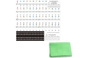 UBERMing Autocollants pour Notes de Piano 37/49/54/61/88 Touches Autocollants pour Notes de Piano Stickers Note Transparent et Amovible Parfait pour les Enfants et les Débutants