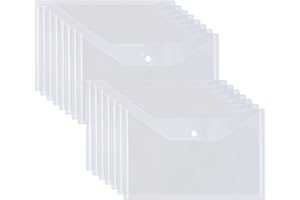 GOYADA Lot de 48 Pochette Porte Document A4 Transparente, Pochette Plastique A4 en Polypropylène avec Bouton pour l'organisation de Bureau de Travail à Domicile à l'école