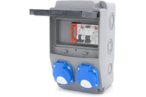 ELS ELEKTROTECHNIKA Distributore di corrente da cantiere 6NO 2 x 230 V + LS e FI cablato (2 x 230 V + 1 x LS C16 + FI40 + contatore elettrico)