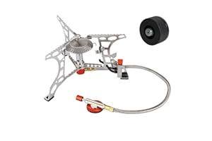 BENEHIKE Gas Camping Stove with Piezo Ignition, Foldable Wind Protection Stove, 3200W Gas Burner for Camping, Trekking, Hiking, Picnic