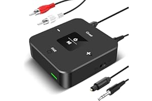 Giveet Bluetooth Transmitter Receiver for TV to Headphones, 2-in-1 Bluetooth V5.0 Adapter w/Volume Control, Optical RCA AUX for PC/DVD/MP3/Home Theater, 25Hrs Playtime, Pairs 2 Devices Simultaneously