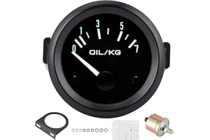 Aramox Oljetrycksmätarsats, Universal oljetrycksmätare 12V 0-7kg / cm2 52mm Dia Bilinstrument W/Sensor Vit LED-ljus