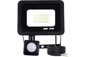 MILLE LUCCIOLE 20W Projecteur LED Exterieur Detecteur de Mouvement,24 LED Spot LED Extérieur Detecteur de Mouvement,IP65 Etanche 6500K Blanc Froid Projecteur LED Detecteur,2000LM Spot LED Extérieur【Noire】