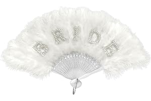 GWAWG Handsolfjäder för kvinnor fällbara fjäderfack bride to be present fjäderfack för bröllopsgäster damer solfjäder fjäder handsolfjäder för kostymer halloween dans bröllop fest bal teparty Bur