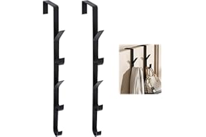 Dhisperares 2 Pezzi x 5 Ganci Attaccapanni da Porta, Verticale Appendiabiti per Porta, Acciaio al Carbonio Appendi Abiti Senza Fori, Salvaspazio Appendino per Vestiti, Borse, Asciugamani (Nero)
