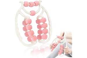 OUXAYAPL Rullo Massaggiatore Anticellulite per Gambe e Polpacci, Rullo Muscolare 3D con 20 Ruote Massaggianti per Collo Spalla, Massaggiatore Muscolare Fitness, Rotazione 360 Gradi Senza Intoppi(Rosa 20)