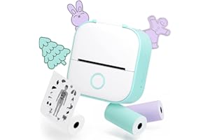 MEMOKING Mini Sticker Printer - T02 Portable Printer, Thermal Photo Printer Machine for Study, Notes, Pictures, Photos, Magazines, Compatible with Phone Tablet, Green