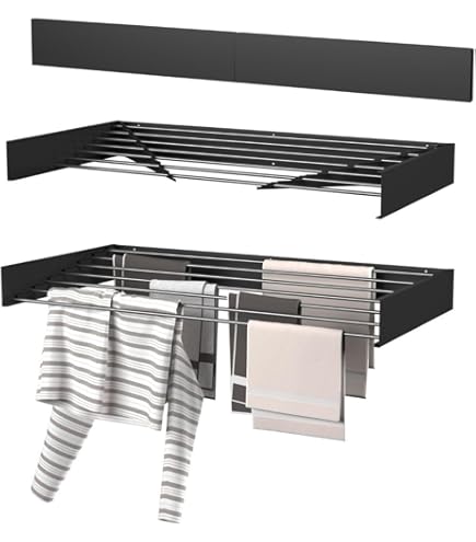 Cozility Wandwasdroger - uittrekbaar, voor binnen en buiten. Eenvoudig droogrek aan de muur te monteren, ruimtebesparend 25 kg draagvermogen, 70 cm, antraciet. Stijlvol, compact, efficiënt! (70 cm