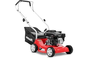 GREENCUT GLM660X - Cortacésped a Gasolina 4 Tiempos, Motor Potente, Ancho de Corte 39 cm Ajustable, con Recogedor, Ideal para Jardines hasta 300 m², Color Rojo y Negro