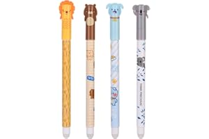 OFFCUP Radierbarer Kugelschreiber, 4 Blau Tintenroller Radierbar Gelstift, 0.5mm Radierstift Cartoon Löschbarer Stift Erasable Pen für Kinder Studenten Geschenk Schul Bürobedarf