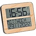 Elektrische digitale wandklok, LED wandklok met afstandsbediening, multifunctionele wekker met display voor temperatuur, datum en tijd voor thuis (rood en oranje