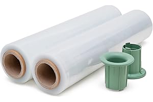 Good Goods Warehouse High Quality Stretchfolie 23m 300m Verpackungsfolie mit Handabroller-Set 40cm breite Wickelfolie 2 Rollen Schutzfolie für Möbel, Umzug, Paletten, Transport