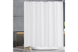 ‎YISURE YISURE Duschvorhang Weiß antischimmel 200x220 lang für badewanne, überlänge Weiß Textil-Polyester-Gewebe Duschvorhang mit Magnet wasserabweisend, Breite 200 x Höhe 220cm