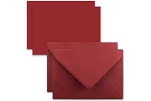 ‎FARBENFROH BY GUSTAV NEUSER FarbenFroh by GUSTAV NEUSER 25x Karte mit Umschlag Set aus Einzel-Karten DIN A7-10,5x7,3 cm - Dunkelrot mit Brief-Umschlägen C7 Nassklebung ideale Geschenkanhänger