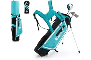 LIFEZEAL Juego Completo de Palos de Golf para niños, Bolsa de Golf portátil con 4 Palos, Bolsa Trolley Juvenil con Correas para el Hombro, Ideal para niños y niñas de 8 a 10 años