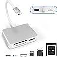 XQD Card Reader USB C, XQD/SD/TF Card Reader Type C, Dual USB3.0 Card Adapter Read 3 Cards for SD(HC/XC), TF, for Sony G Series Lexar USB Mark Card Compatible for Type-C Laptop, Support Windows/Mac OS