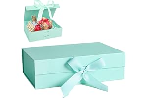 HUAMIRRA Scatola Regalo,Scatola Regalo con Coperchio, Confezione Regalo 23x17 x7 cm, Scatola Decorativa con Fiocco Magnetic, Confezione Regalo Rettangolare, per Matrimoni, Compleanni, Anniversari (Verde)