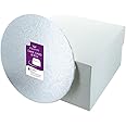Culpitt 10" Round Silver Cake Card & White Box Combo, 3mm Turned Edge Board and For Sponge Cakes, Muffins, Cupcakes