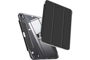 Fintie Etui na iPad Air 11 cali M2 (2024), iPad Air 5. generacji (2022) / iPad Air 4. generacji 10,9 cala, krystalicznie czysta tylna strona z dyskretnym, chowanym uchwytem na długopis, czarne