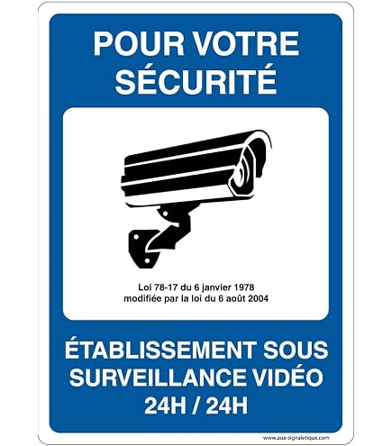 Panneau Camera Surveillance 30x20cm 2 Pièce Aluminium, Panneau Video