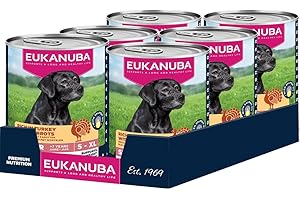 Eukanuba Senior alimento para Perros húmedo con Pavo y Zanahoria, Comida húmeda Premium sin Cereales para Perros Mayores, 6 latas de 400 g