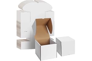 EYMPEU 20 Cardboard Boxes 6X6X6 Inch (15.3X15.3X15.3cm) White Shipping Box, Kraft Corrugated Small Mailing Boxes