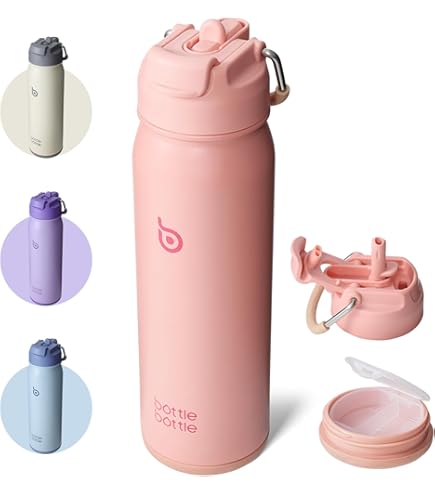 Simple Modern Under the Sea Waterfles voor kinderen met rietje, thermobeker van roestvrij staal, geïsoleerd, herbruikbaar, voor jongens en meisjes en school, 530 ml