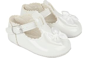 EARLY DAYS Baypods, Baby Girls Shoes, Soft Soled Pre Walker Shoes, Satin Bow, Soft Faux Leather Baby Shoes, Made in England