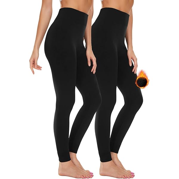 2PC Thermo Leggings Damen - Gefütterte Winterleggings Mit Fleece