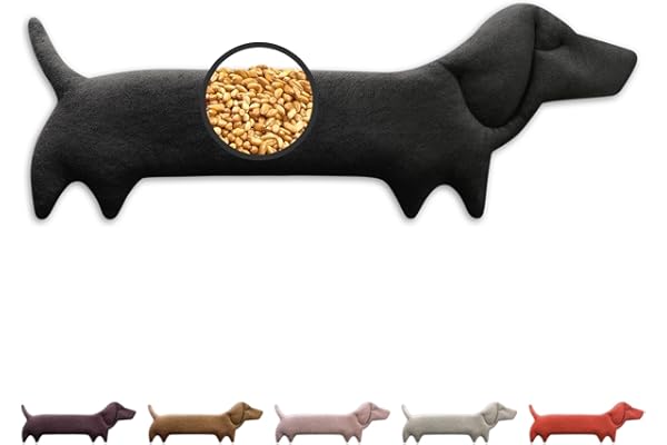 LESCHI Coussin chauffant micro ondes (52x20cm) en coton 100% bio, Chien noir, Bouillotte graines de blé 100% bio, Bouillotte micro-ondes idéale pour réchauffer cervicale, épaules, cou, nuque
