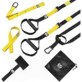 RS Sport Allenamento in Sospensione, Kit con Cinghie e Sistema di Ancoraggio Porta, Regolabile, Allenamento Fitness per Tutto