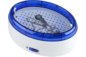 Wakects Pulitore ad Ultrasuoni 18 * 13 * 11 cm, Lavatrice ad Ultrasuoni Professionale, con Vassoio Rimovibile, per Gioielli/Occhiali/Orologi/Anelli/Collane/Monete o Altri Piccoli Prodotti