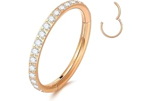 YEBOCIYO Piercing Ring Conch Piercing Ring Septum Piercing Nasenring Würfel Zirkon Daith Helix Tragus Knorpel Lippen Augenbrauen Bauch Piercing Schmuck Silber Gold Rosgold 316L Edelstahl 16G