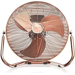 Brandson 120 W Ventilateur en Design rétro - 45 cm de diamètre - Trois Vitesses Low - Medium - High - débit d'air élevé - tête du Ventilateur réglable - métal Solide - cuivre