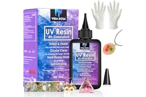 VidaRosa Résine UV 100 g de type dur transparente pour l'art en résine, la fabrication de bijoux, les travaux manuels, le moulage et le revêtement, résine UV à durcissement rapide,