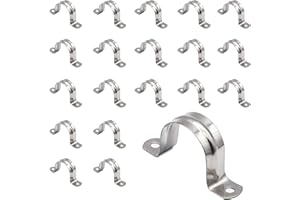 DOJA Barcelona | Abrazaderas Metalicas Para Tubos en U | Pack 20 | Abrazadera Tubo 40mm | Abrazadera En U | Grapas Metalicas Omega | Soporte Tubo | para Fijacion de Tubo, Anillo de Conexion