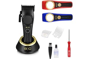 Tagliacapelli Uomo Professionale Stylecraft Instinct Clipper by Gamma Più, Regolabarba Uomo Motore Vector, Intuitive Torque Control, 180 Min di Autonomia, Lama Regolabile 0 Gap, 8 Pettini, 3 Cover