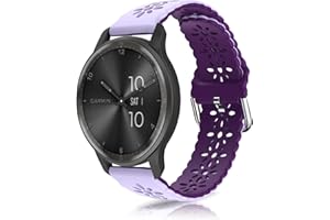 KoGiio 20mm Armband für Garmin Vivoactive 6 /Garmin Forerunner 165/165 Music/Vivoactive 5/Vivomove Trend, Beidseitig Damen Silikon Weich Mode Ersatzband Uhrenarmband -Lila