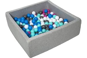 VELINDA Piscina Infantil para ninos de Bolas Pelotas 200 Piezas, Aprox. 90x90cm (Colores de Bolas: Blanco,Azul,Rosa,Gris,Turquesa)