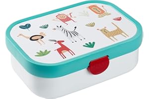 Mepal - Fiambrera Campus - Bento Box para Niños - Lonchera con Compartimento Bento y Tenedor - Fiambrera con Cierre de Clip - Sin BPA y apta para Lavavajillas - 750 ml - Animal Friends