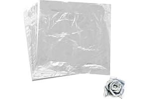 GERUICEE 100 Stück Silber Blätter, 14 x 14 cm Doppelseitig Blatt Silber, Silberblattblätter, Blattsilberblätter, Kunsthandwerk, Zum Basteln, Silberblatt Basteln für Gemälde, Dekoration, DIY Kreation-Silber