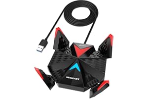 NEWFAST Adaptador WiFi USB AX5400 Tri-Banda 6GHz/5GHz/2.4GHz Antena WiFi para PC WiFi 6 Dongle WiFi con 4 Antenas Tecnología MU-MIMO, OFDMA, Compatible con Windows 11/10