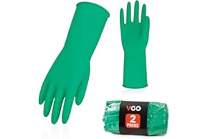Vgo... 10 paia Guanti riutilizzabili per la casa, Guanti per lavastoviglie in gomma, Spessore extra, Maniche lunghe, Pulizia della cucina/Lavorare/Dipingere/Giardinaggio/Cura degli animali domestici