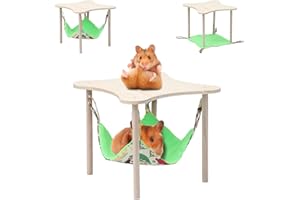Hodeffior Double-Sided Hanging Hammock Bed Sleeping Bed with Wooden Stand for Guinea Pigs Rat Hamster Bunny Ferrets Playing Sleeping for Small Animal
