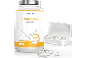 BIOTARY L-carnitine 320 gélules | 3000 mg par jour | Pour 3 Mois| Avec boîte à pilules | gélules à haute dose de L-carnitine | 100% végétalien | populaire auprès des personnes au régime