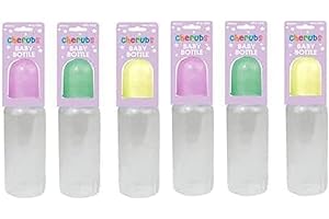 SEYOO Pack of 6 Baby Bottle Soft Silicone Medium Flow Teat Reusable and Have A Dust Cap, So Spill-Proof and Protects The Bottle and Its Contents from Dirt. (250ml)