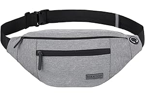 MAXTOP Large Bumbag Waist Fanny Pack for Men Women Bum Bag with Headphone Jack and 4-Zipper Pockets Adjustable Belt for Biking Running Jogging Traveling Outdoors Workout Cycling Fitness Hiking