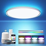 OTREN Plafoniera LED Dimmerabile con RGB, 36W Lampadario con Altoparlante Bluetooth, Lampada LED Soffitto con Telecomando e C
